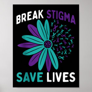 Affiche Prévention du suicide Sensibilisation Turquoise &