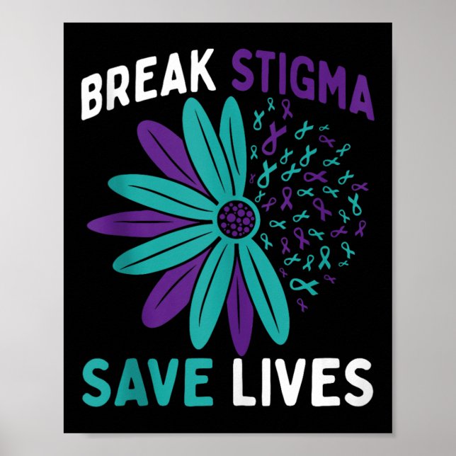 Affiche Prévention du suicide Sensibilisation Turquoise &  (Devant)