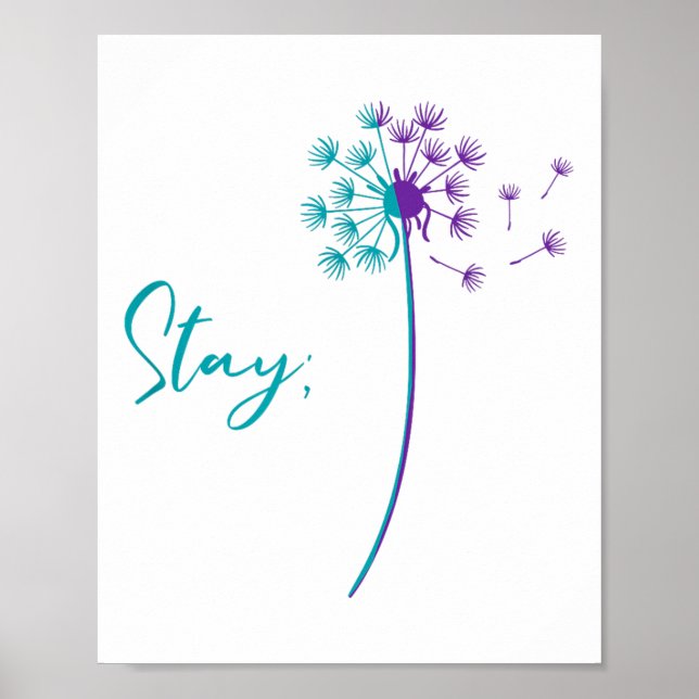 Affiche Prévention Suicide Dandelion Turquoise Et Violet S (Devant)