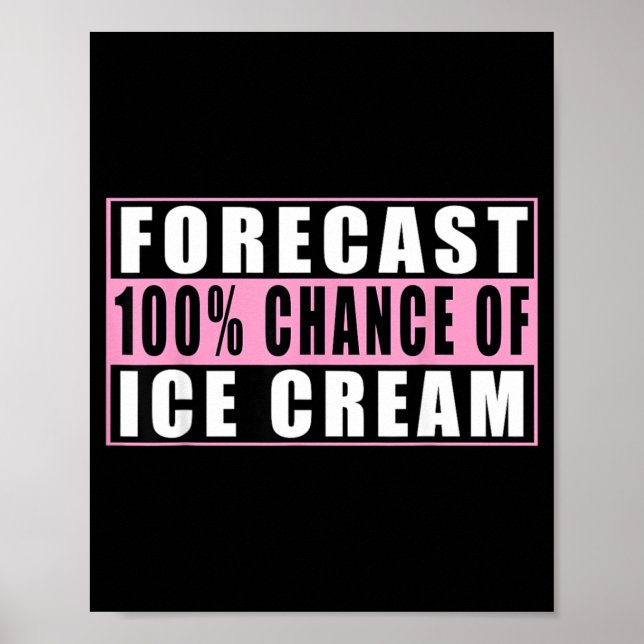 Affiche Prévision 100 Chance De Crème Glacée Citation Drôl (Devant)
