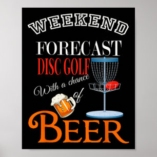 Affiche Prévisions de week-end Disc Golf et bière Drôle Di