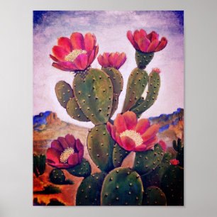 Affiche Prickly Pear Cactus dans le désert de Sonoran