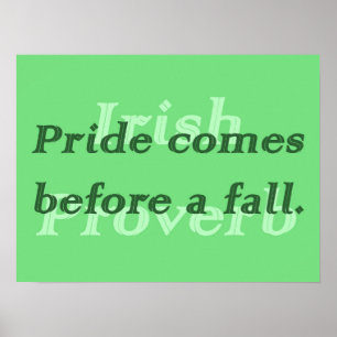 Affiche Pride arrive avant une chute - proverbe irlandais