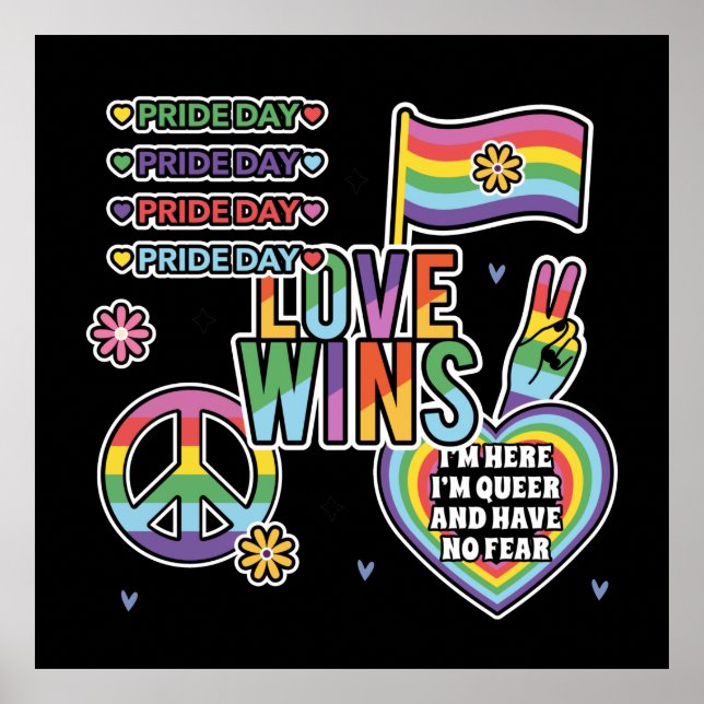 Affiche Pride day. Love wins. I'm queer and have no fear.  (Devant)