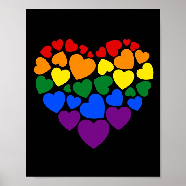 Affiche Pride- gay arc-en-ciel coeur de l'amour (Devant)
