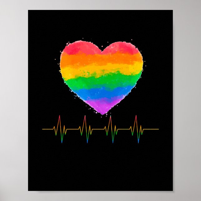 Affiche Pride Heart Beat Pulse LGBTQ Community Pride (Devant)