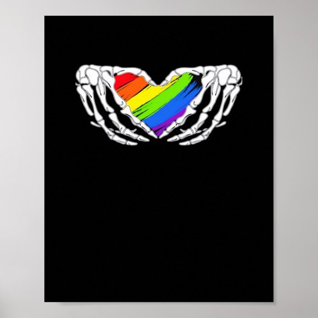 Affiche Pride - Pride Skeleton mains avec coeur 2 Classic (Devant)