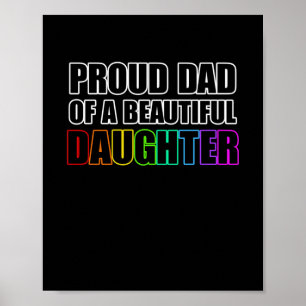 Affiche Pride Proud Dad LGBT Lesbian Daughter Rainbow Ally