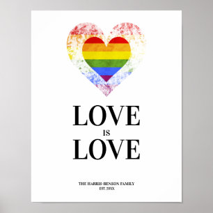 Affiche Pride Rainbow Heart Lesbian Gay Families
