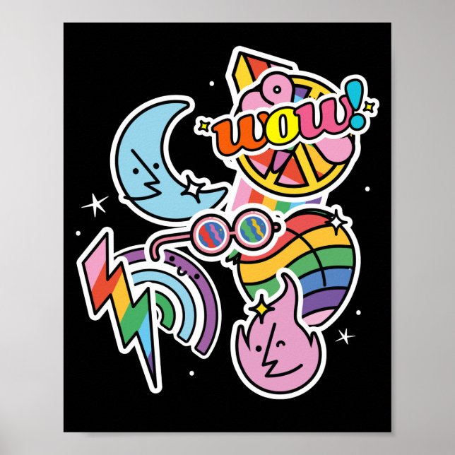 Affiche Pride thunder. Rainbow love. Wow love (Devant)