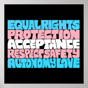 Affiche PRIDE Trans droits mot art drapeau LGBT offre cade
