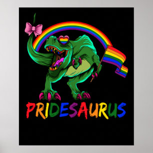 Affiche Pridesaurus Pride Gay T-Rex Dino Arc-en-ciel