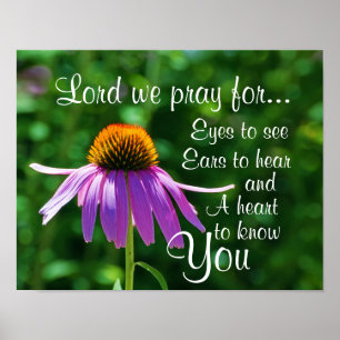 Affiche Prière à Dieu pour les yeux à voir et les oreilles