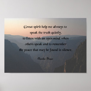 Affiche Prière amérindienne, Grand esprit m'aide