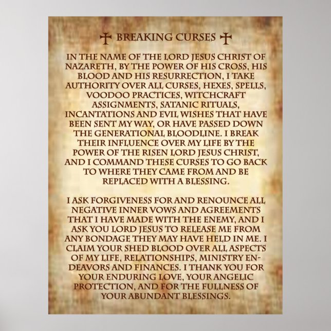 Affiche Prière contraignante pour casser les maux. (Devant)