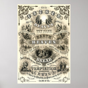 Affiche PRIÈRE DE L'Éternel comme enseigné par Jésus 1876