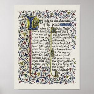 Affiche Prière de paix de saint François d'Assise