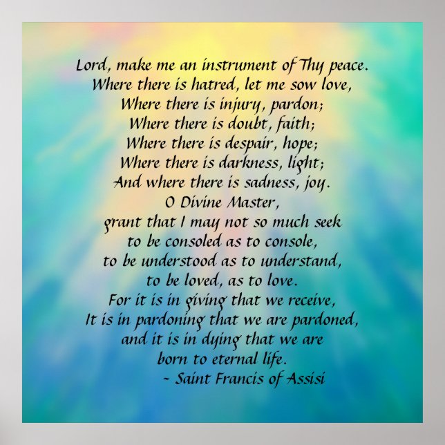 Affiche Prière de Saint François (Devant)