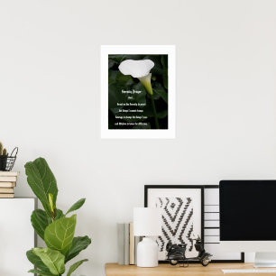 Affiche Prière de sérénité Blanc Calla Lily Floral