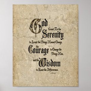 Affiche Prière de sérénité : Calligraphie, antiquité,