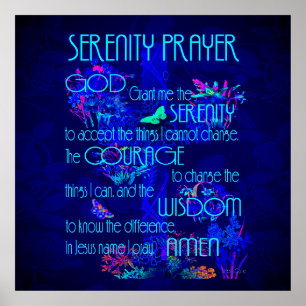 Affiche Prière de sérénité en bleu