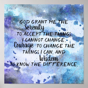 Affiche Prière de sérénité jolie couleur bleue