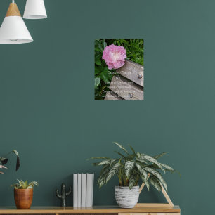 Affiche Prière de sérénité rose pivoine florale