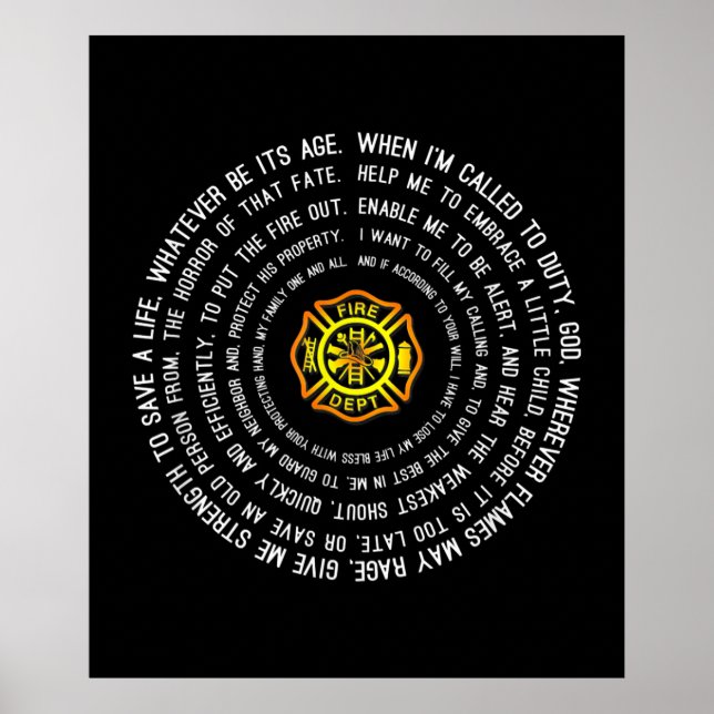 Affiche Prière des pompiers, Motivation des pompiers (Devant)