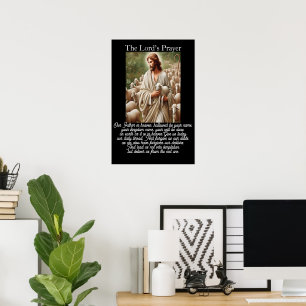 Affiche Prière du Seigneur Bon Pasteur Troupeau Œuvre d'Ar