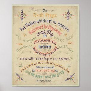 Affiche Prière du Seigneur Calligraphique Flouris géométri