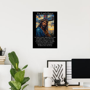 Affiche Prière du Seigneur Crucifixion Lever de soleil Cou