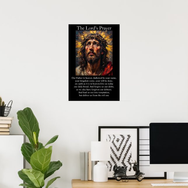 Affiche Prière du Seigneur Passion du Christ Couronne d'ép (Bureau à domicile)