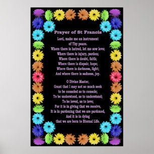 Affiche Prière du St Francis dans une frontière de fleur