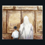 Affiche Prière Mur Occidental Jérusalem Vieille Ville Isra<br><div class="desc">Prière, Mur Occidental KOTEL Jérusalem Vieille Ville Israël Paysage de peinture à l'huile. Père juif et fils priant ensemble côte à côte au mur de l'Ouest, (Mur des lamentations, Kotel) Jérusalem, Israël. ~ Psaume 17:1 ~ Une prière de David : "Écoute-moi, Éternel, mon appel est juste; écoute mon cri. Écoutez...</div>