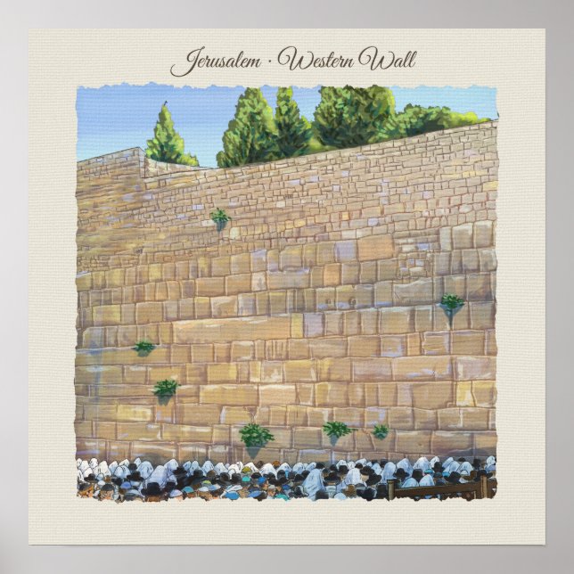 Affiche Prière Mur Occidental Jérusalem Vieille Ville Isra (Devant)