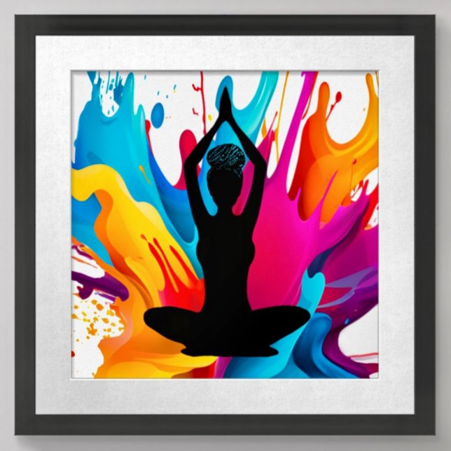 Affiche Prière Pose Yoga femme tressée bun couleur spiritu (Créateur téléchargé)