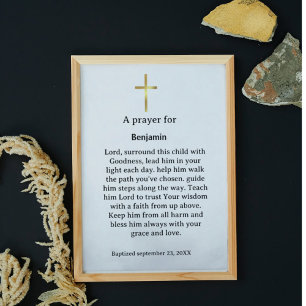 Affiche Prière pour enfant Baptême Religieux chrétien