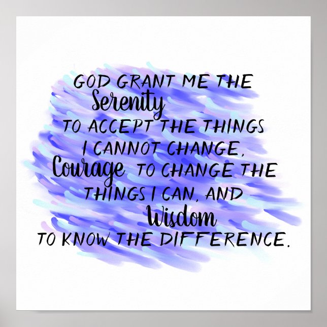 Affiche Prière Sérénité Aquarelle bleu abstraite design (Devant)