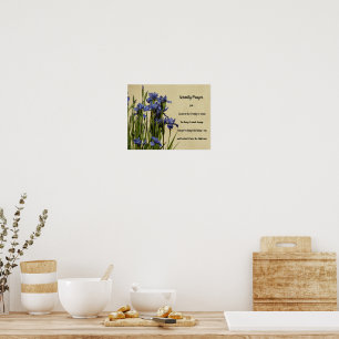 Affiche Prière Sérénité Blue Irises Floral