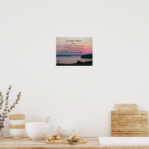 Affiche Prière Serenity Coucher de soleil sur la mer rose