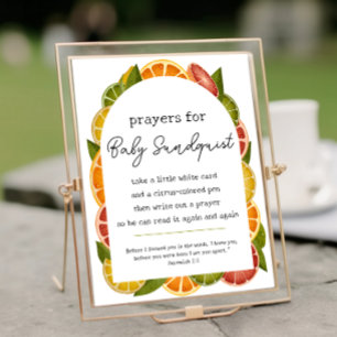 Affiche Prières aux agrumes colorées pour le signe Baby sh