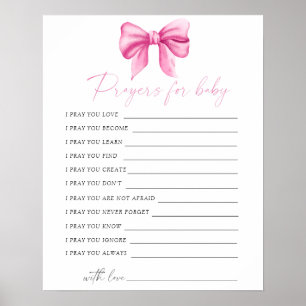 Affiche Prières baby shower arc rose pour bébé