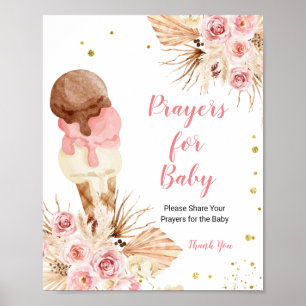 Affiche Prières de crème glacée florale Boho pour bébé