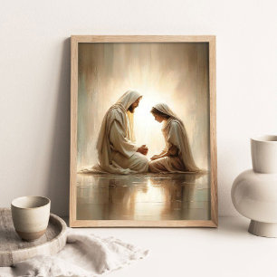 Affiche Prières divines, Art chrétien, Jésus et fille, Ima