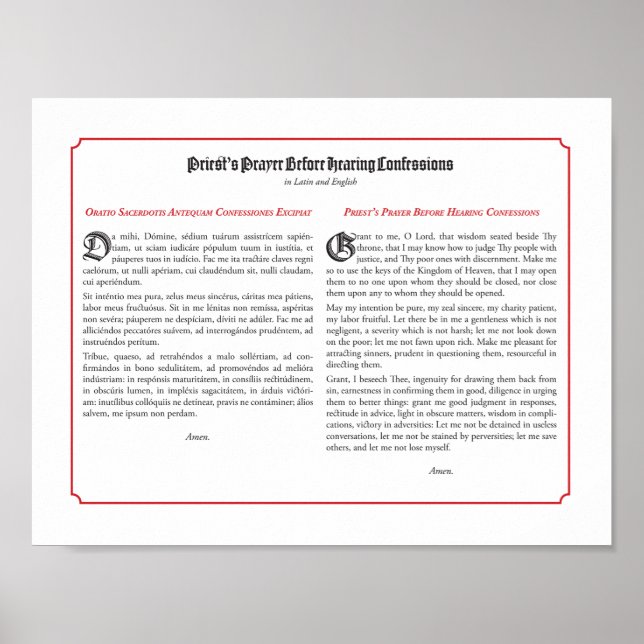 Affiche Prières du prêtre avant la confession (Devant)