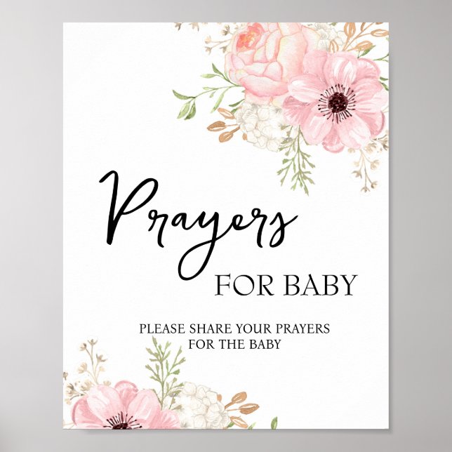 Affiche Prières florales roses pour le panneau bébé (Devant)
