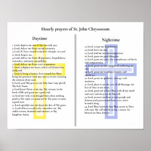 Affiche Prières horaires de St. John Chrysostom