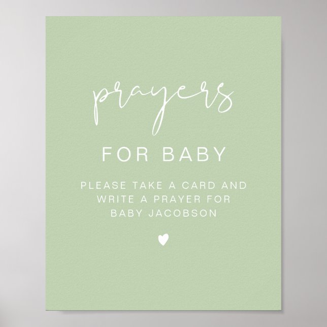 Affiche Prières pour bébé pour une baby shower LEAH aux co (Devant)