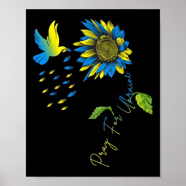 Affiche Priez pour le tournesol du drapeau ukrainien Ukrai (Devant)
