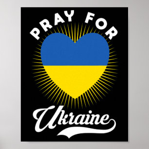 Affiche Priez pour l'Ukraine Drapeau ukrainien Soutien Je 